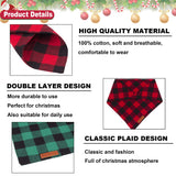 ADOGGYGO 4 Pack Plaid Dog Bandana for Fall Halloween Thanksgiving Christmas, Red Green Orange Plaid Pet Scarf Plaid Holiday Bandanas for Medium Large Dogs (Large)