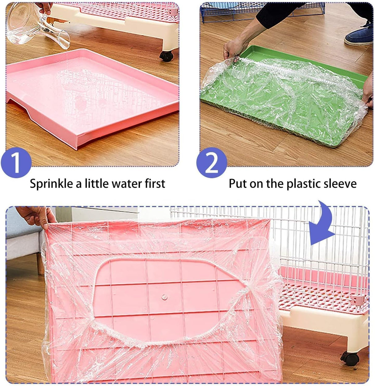 100 pcs Disposable Cage Liners, Clear Plastic Rabbit Cage Liner Bag, Universal Toilet Film for Bunny, Hamster, Totoro, Hedgehog, Guinea Pig and Small Animals (100pcs, 47in)