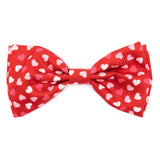 THE WORTHY DOG Pet Bow Tie for Dogs & Cats – Soft Printed Polyester Collar Bow Tie with Touch Fastener, Attaches to Any Collar - Cupid Pattern, Red, Large