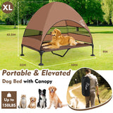 Upgraded Elevated Dog Bed with Canopy, Portable Raised Outdoor Dog Bed with Stable Anti-Slip Feet, Wider Shade Pet Bed Cot, Raised Dog Beds for Large Dogs Camping, Indoor & Outdoor Use