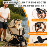 PawLuxe Dog Stroller, 4 in 1 Detachable Carrier & Car Seat, All-Terrain Wheels with Shock Absorption, Dog/Cat Strollers for Small/Medium Pets Up to 44 lbs, Lightweight Portable Foldable,Black