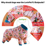 LovinPet Large Dog Pajamas Onesie, Magic Rainbow Shine Pink Print, Lightweight Stretchy Knit Pullover Large Puppy Pajamas, Pjs for Pitbulls, Stop Shedding for Dogs, Pet PJ's, 2XL