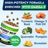 StrellaLab Dog Allergy Relief & Anti Itch Support Chews w/Omega 3: Real Ingredients, Real Taste! Skin & Coat Immune Supplement w/Fish Oil, Pumpkin & Enzymes — Developed by Experts - Made in USA -120Ct