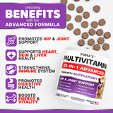 Dog Multivitamin Chewable with Glucosamine - 240 Treats - Dog Vitamins and Supplements - Senior & Puppy Multivitamin for Dogs - Hip & Joint Support - Immune Health, Skin, Heart, Digestion, Probiotics