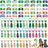 Reginary 80 Pieces St Patricks Day and Easter Dog Bow Tie Collar Set Include 40 Dog Neckties and 40 Pet Collar St. Patrick's Day and Easter Adjustable Pet Grooming Accessories for Small Medium Cat