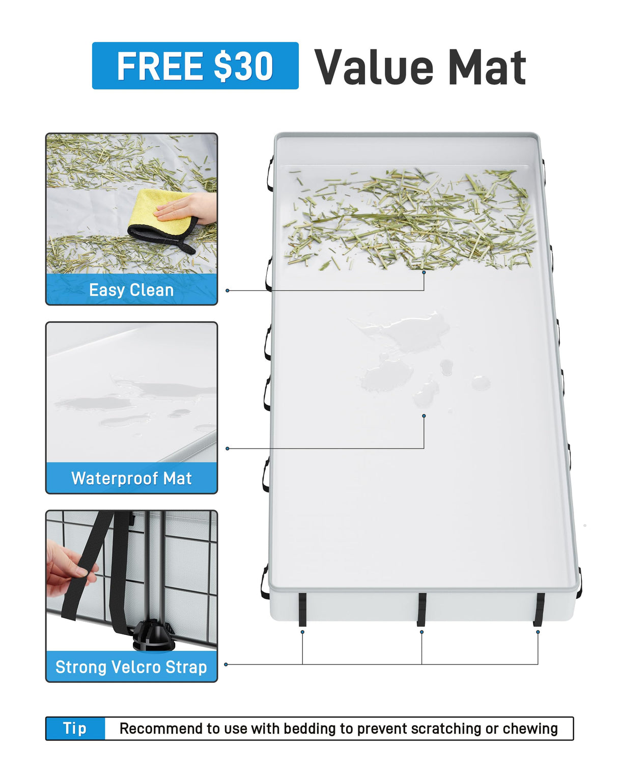 BUCATSTATE Guinea Pig Cages 20 Panels, Rabbit Cage Indoor with Waterproof Mat, Small Animal Playpen with Door for Guinea Pigs, Bunny, Hedgehogs, Chickens, Chinchillas (56" L x 24" W x 12" H)