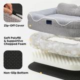 Veehoo Cute Dog Bed for Large Dogs, Orthopedic Egg-Crate Foam Dog Bed with Sides, Removable Washable Cover & Waterproof Lining, Comfortable Pet Couch Pet Sofa Grey, 36"