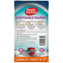 Load image into Gallery viewer, Simple Solution Disposable Dog Diapers, Female Dog Diapers, Puppy Potty Training, Incontinence and Heat Cycle Protection, Large Diapers for Dogs, 18-27 Inch Waist, 30 Count
