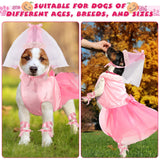 Sweetude 6 Pieces Halloween Princess Dog Costume Set Female Puppy Princess Tutu Skirt Dog Hat Delicate Cuffs PET Pink Outfits for Dogs Birthday Wedding Party (XXL)