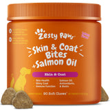 Zesty Paws Salmon Oil for Dogs Skin and Coat, Omega 3 Fish Oil Chews, Dog Allergy Relief Chews, Itch Relief Supplement, 90 Count, Salmon Flavor