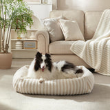 MIXJOY Dog Bed Medium Size Dog, Washable Medium Dogs Bed with Removable Cover, Soft Rectangle Pet Ded Fluffy Plush Faux Fur Pet Bed with Anti-Slip Bottom, 30"x30"x8", White