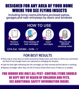 Flying Insect Trap for Indoor Use (2 Staters & 6 Refill Cartridges), UV Light Bug Catcher for Fruit Flies, Gnats & Small Flying Pests, Silent, No-Zap, Mess-Free
