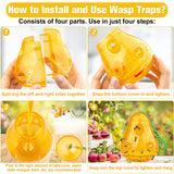 Wasp Traps Outdoor Hanging, Bee Traps Repellent Yellow Jacket Catchers Killer for Outside, Hornet Deterrent Non-Toxic Reusable Hanging Wasp Traps Pear Shape (2 Pack, Orange)