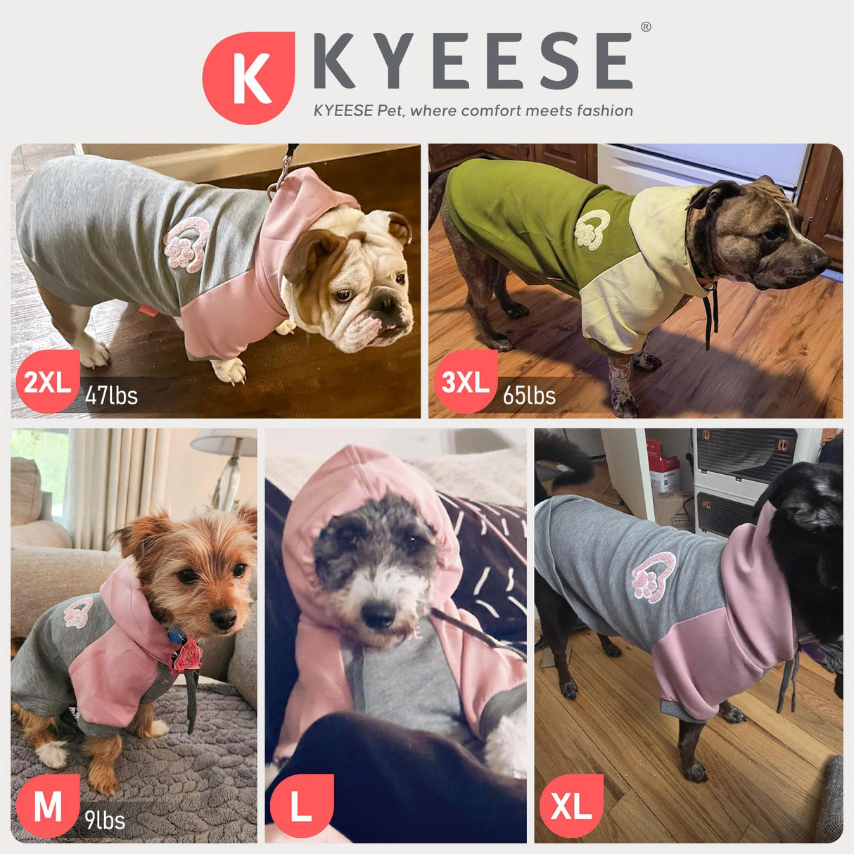 KYEESE Dog Hoodie Dogs Winter Stretchy Coat for Cold Weather Soft Dog Clothes for Small Dogs Comfort Cat Sweater Pet Sweatshirt with Drawstring Cat Coat with Leash Hole Warm Pet Clothes
