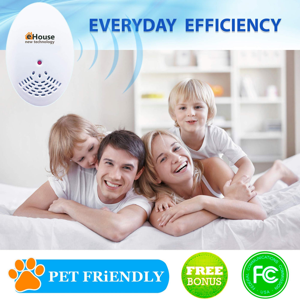 BH-1, Ultrasonic Pest Repeller - Electronic & Ultrasound, Indoor Plug-in Repellent - Get rid of - Rodents, Mice, Squirrels, Bats, Insects, Bed Bugs, Ants, Fleas, Spiders, Roaches (Blue, 2 Pack)