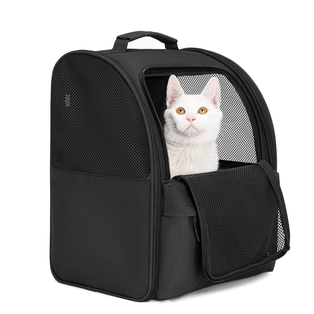 wakytu Cat Carrier Backpack,Steel Wire Frame More Stable,600D Wear-Resistant Oxford Fabric, Dog Carrier Cat Backpacks Suitable for Travel,Black