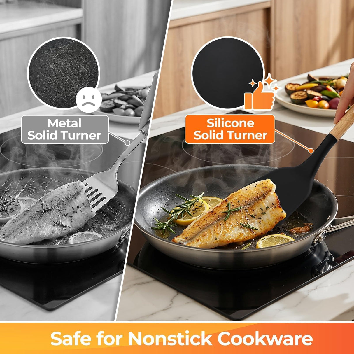 Kitchen Utensils Set - 33 PCS, Heat-Resistant Silicone Cooking Utensils Set with Wooden Handle, BPA-Free Kitchen Gadgets Spatula Sets with Holder for Nonstick Cookware (Black)