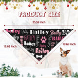 Personalized Dog Bandanas Custom Neckwear Name Button Anti-loosening Dog Scarf Triangle Bibs Kerchief Pet Costume Accessories for Small Medium Large Dogs Cats Pets Birthday-Black