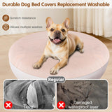 Dog Bed Covers Replacement Washable for Round & Donut Bed Waterproof Dog Bed Sheets Soft & Noiseless Pet Bed Cover 36" x 36" x 10" Beige
