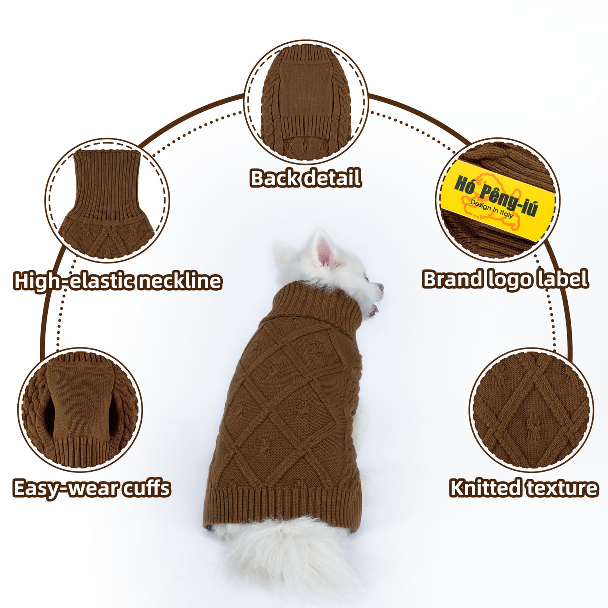 2 Pack Small/Medium Dog Sweater, Warm Comfy Stretch Dog Winter Coat w/Sleeves & High Neck, Premium Dog Clothes for Mini Poodle-Best for Holidays, Daily Walks S Green Brown