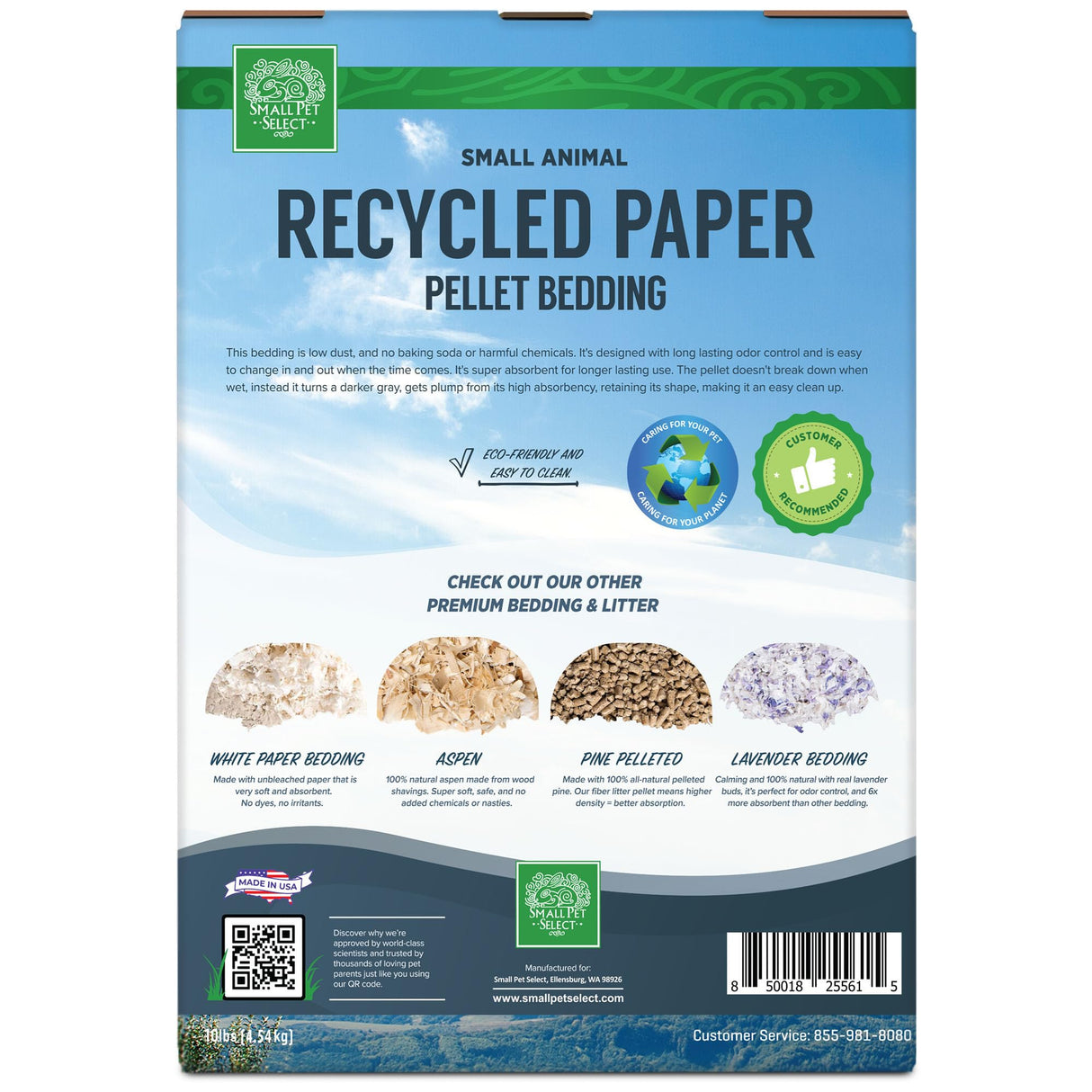 Small Pet Select Recycled Paper Pellet Bedding, Litter for Rabbit, Guinea Pig, Hamster, Bunny and Other Small Animals, 10lb