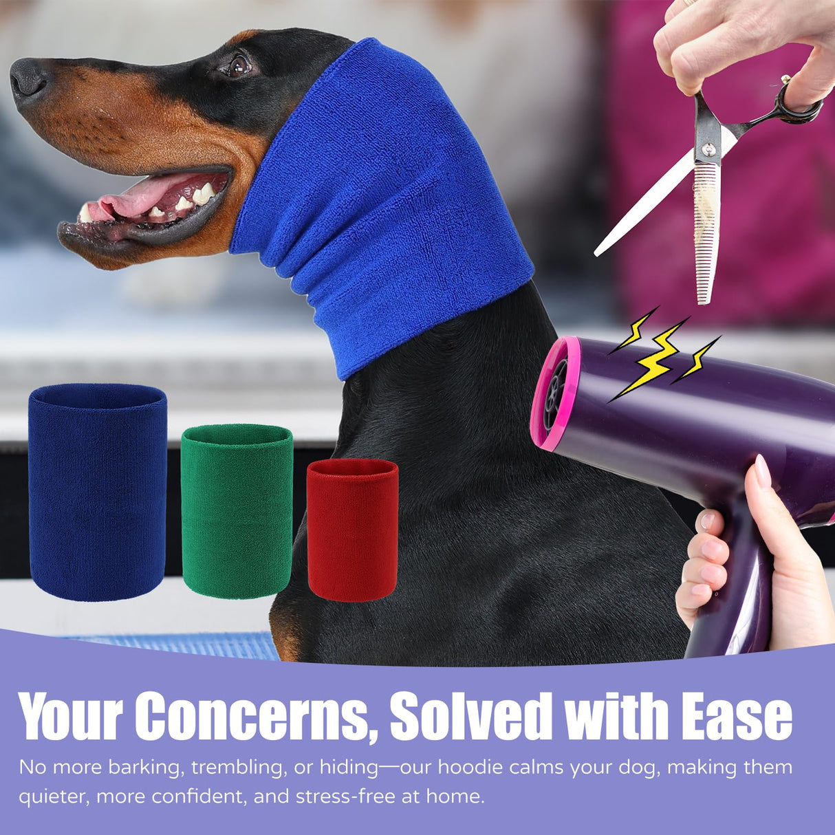 Harbyel 3 Pack Bundle (S, M, L) Dog & Cat Calming Hoodie - Anxiety Relief Ear Protector, Noise-Canceling Head Cover for Grooming, Bath, Force Drying, Thunder & Fireworks