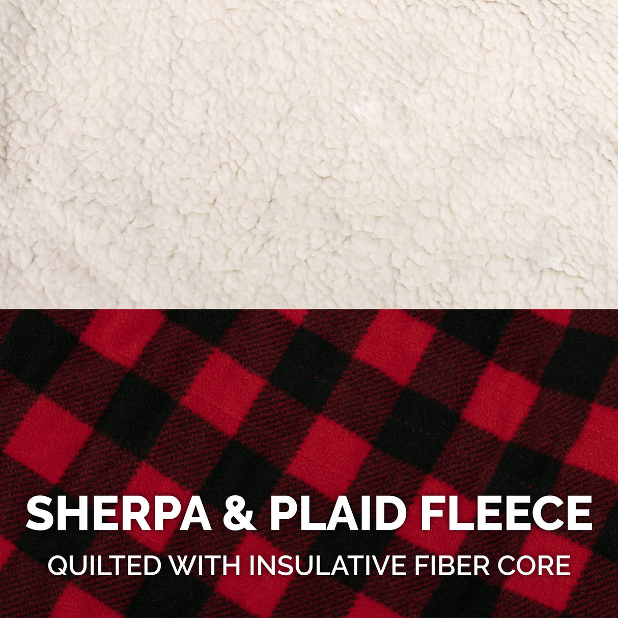 Furhaven Reversible XL Dog Coat, Washable & Insulating w/ Leash Access - Sherpa & Plaid Fleece Flex-Fit Jacket - Cream/Red, Extra Large