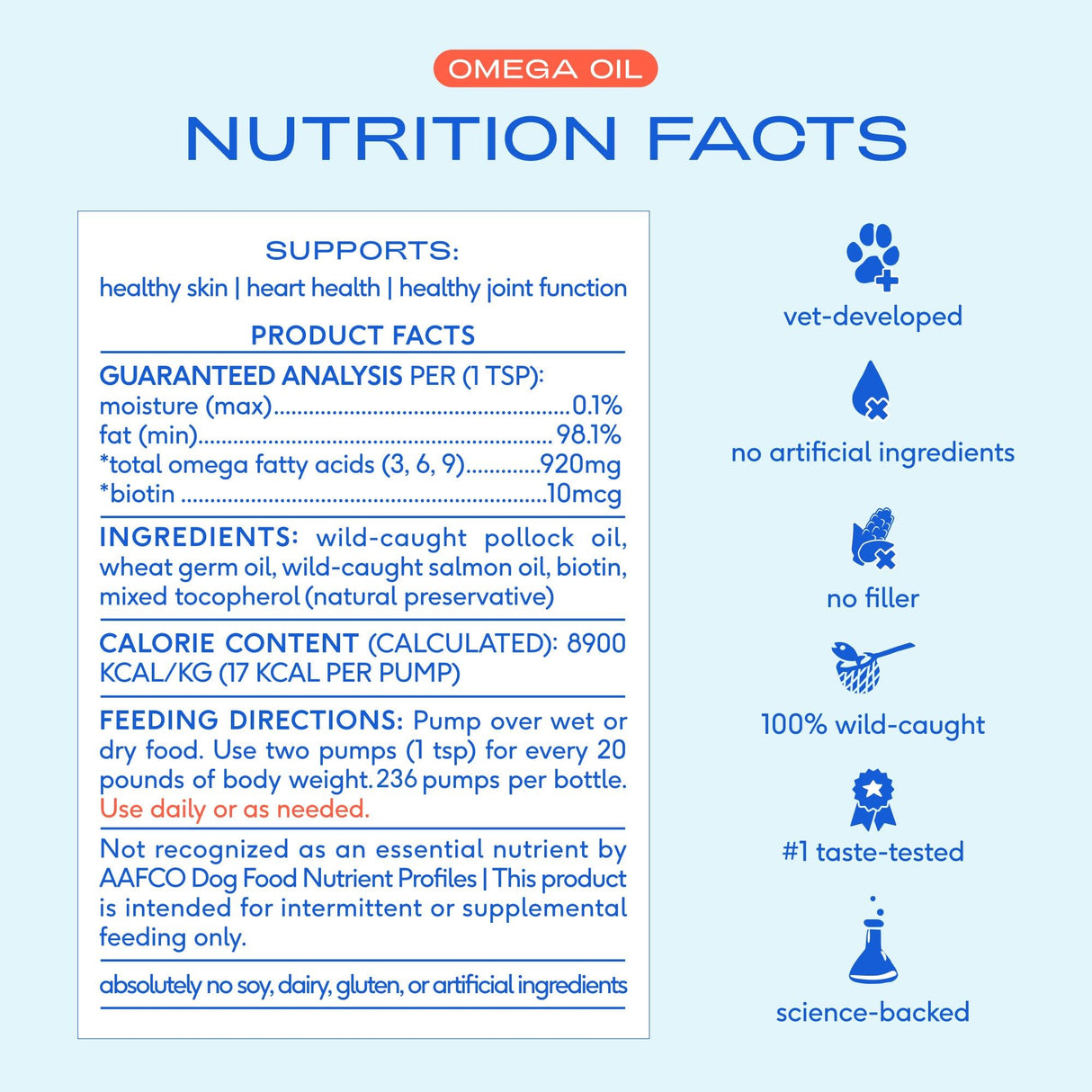 Native Pet Omega 3 Fish Oil for Dogs & Cats - Promotes Healthy Skin, Shiny Coat, & Strong Joints - Made with Wild Alaskan Salmon Oil for Dogs – Tasty, Fast-Absorbing Omega 3 6 9 Liquid Supplement-16oz