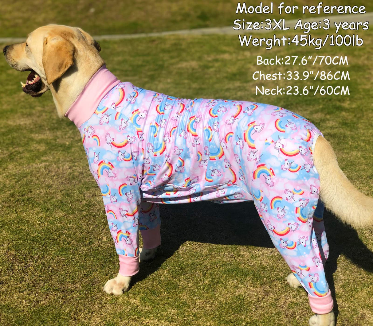 PriPre Dog Surgery Recovery Suit Ice Cream Candy Printed Long Sleeve Shirts Soft Pajamas Onesie Jumpsuit Prevent Licking Dogs Shedding Suit for Large Dogs(Pink,2XL)