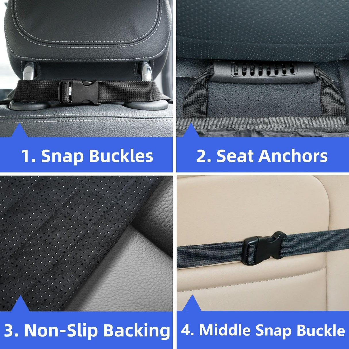 PETICON Front Seat Cover 2 Pack, Full Protection Dog Car Seat Cover with Side Flaps, Nonslip Scratchproof Captain Chair Seat Cover Fits for Cars, Trucks, SUVs, Jeep (Gray)