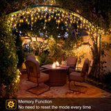 Christmas Icicle Lights Outdoor - 99ft 1216 LED 8 Modes Hanging Dripping Icicle String Lights with 228 Drops, Plug in Waterproof Timer Memory for Home Holiday Yard Wedding Party Indoor, Warm White