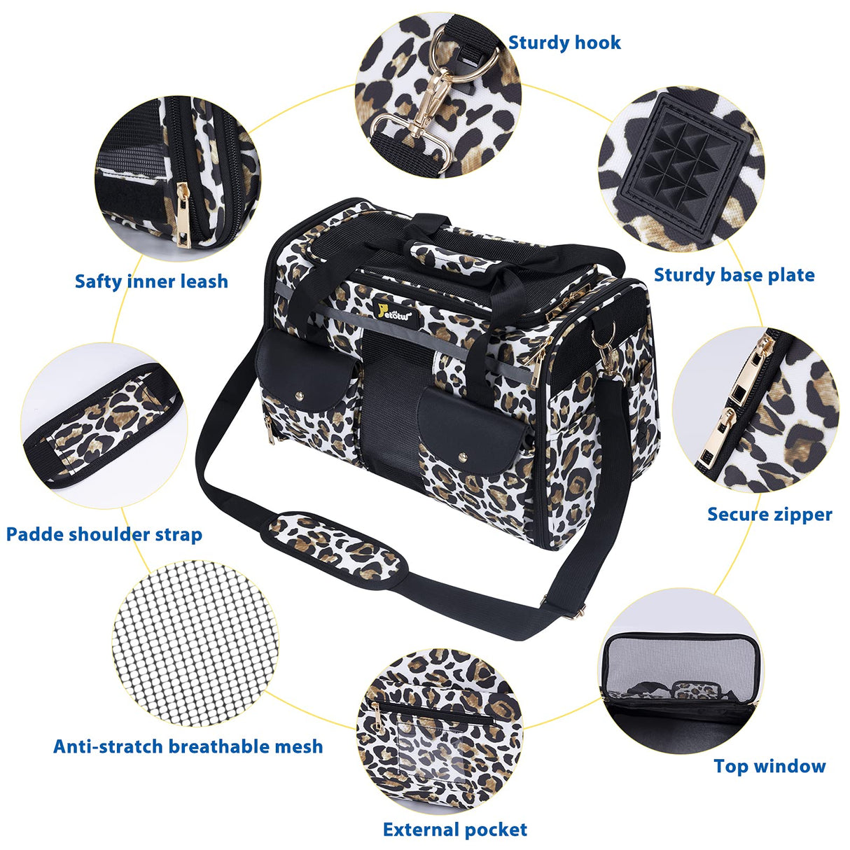 Petotw Pet Carrier for Small Dogs and Cats - Soft-Sided Travel Kennel, Portable Foldable Bag (Large)