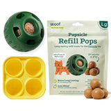 WOOF Starter Pack - Interactive Dog Toys for Boredom - Dog Treat Molds Silicone - Chicken-Flavored Healthy Treats for Dogs - Pupsicle Doggy Enrichment Toy - for Large Pups - 25-75 lbs