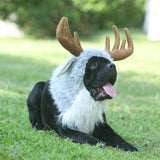 Onmygogo Funny Dog Halloween Costumes, Cute Furry Pet Wig for Halloween Christmas, Pet Clothing Accessories (Moose, Size M)