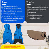Blueberry Pet 26" Waterproof Dog Softshell Jacket, Hooded Raincoat and Windbreaker with Leash & Harness Hole, Dazzling Blue, Outdoor Rain Gear for Dogs