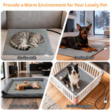 BECEMURU Pet Heating Pad for Dogs & Cats, 30"x18" Waterproof Heated Bed with 6-Temp & Timer, Chew-Resistant Cord Electric Warm Bed for Senior Pets, Soothing Pain Relief for Arthritis