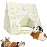 Guinea Pig Hideout Large with Curtain, Bunny Hideout, Machine Washable Guinea Pig Hide Tent Houses & Habitats, Small Animal Hideout for Pet Rabbit, Ferret, Rat, Chinchilla, Squirrel (Grid, Large)