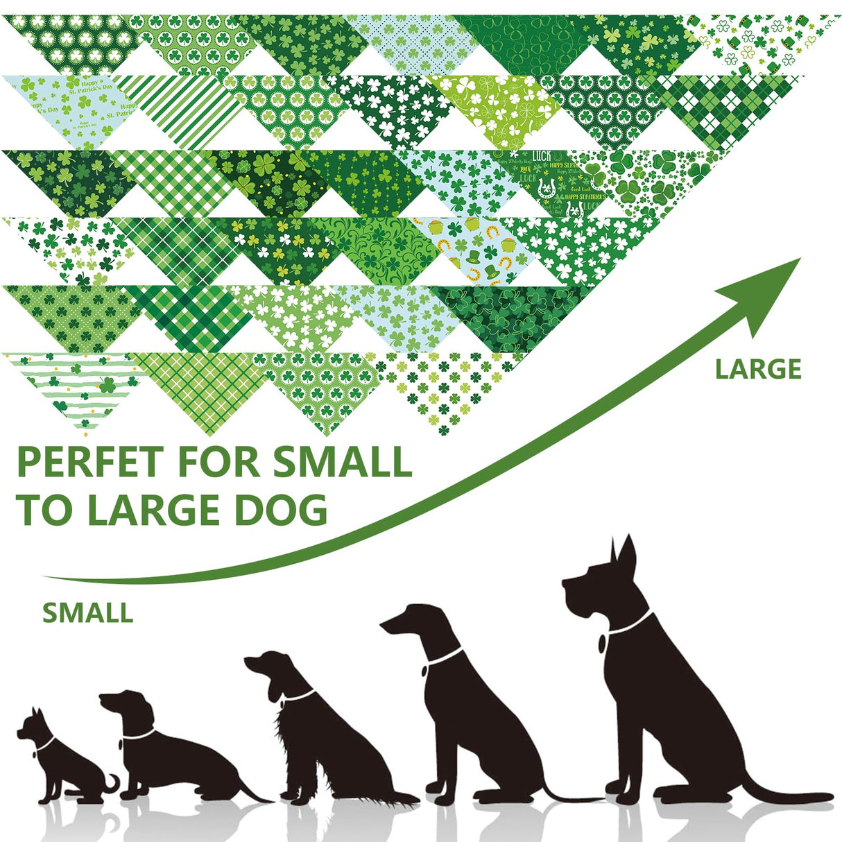 Whaline 36Pcs St. Patrick's Day Dog Bandana Triangle Pet Scarf Adjustable Puppy Neckerchief Green Shamrock Clover Plaid Dog Bib for Irish Holiday Medium Large Cat Costume Accessories