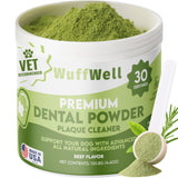 WuffWell Dog Teeth Cleaning Powder with Probiotics – Dog Dental Care for Plaque & Tartar Remover – Effective Dog's Teeth Care & Oral Hygiene for Fresh Breath – USA Made Dental Powder for Dogs Teeth