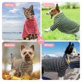 KATOLK 4 Pack Striped Dog Shirts Waffle Dog Clothes for Small Medium Dogs, Stretchy Dogs Boy Girl Dog T-Shirts Lightweight, Soft and Breathable Puppy Kitten Dog Shirts for Chihuahua