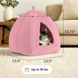 Cat House - Indoor Bed with Removable Foam Cushion - Pet Tent for Puppies, Rabbits, Guinea Pigs, Hedgehogs, and Other Small Animals by PETMAKER (Pink)