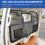 GEVINFA 52" Dog Car Barrier for SUV, Wide Escape-Proof & Chew-Proof Dog Car Divider with Removable Visual Window & 2 Storage Pockets, Pet Net Gate for Behind Front Seats, Fits Sedans Cars Trucks