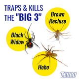TERRO Spider & Insect Trap T3206 10-Pack Sticky Glue Traps for Roaches, Spiders, Ants, Cockroaches, Crickets - Indoor Bug Catcher Pest Control Traps, 4.25 in x 10 in