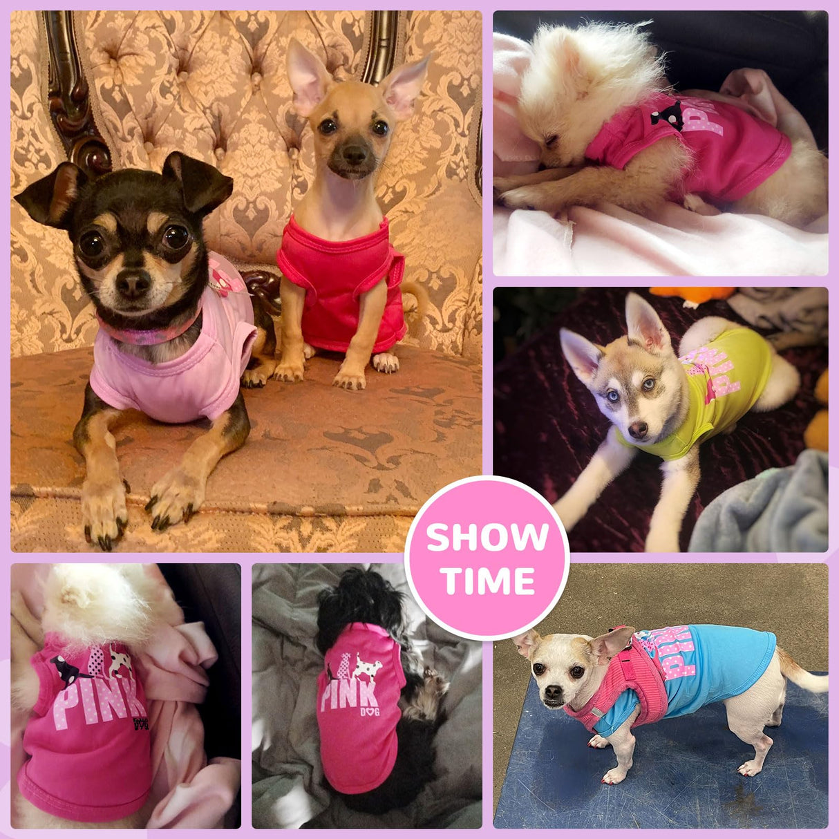 TENGZHI 4 Pack Dog Shirt Vest Soft Lightweight Puppy Tshirt Cute Pink Dog Printed Small Pet Clothes Summer Sleeveless Yorkie Chihuahua Teacup Clothes for Small Dogs Cats Girl Boy