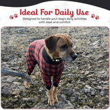 Tooth & Honey Dog Pajamas for Medium Dogs Red Buffalo Plaid Pajamas, Lightweight Pullover Pet Clothes with Full Coverage