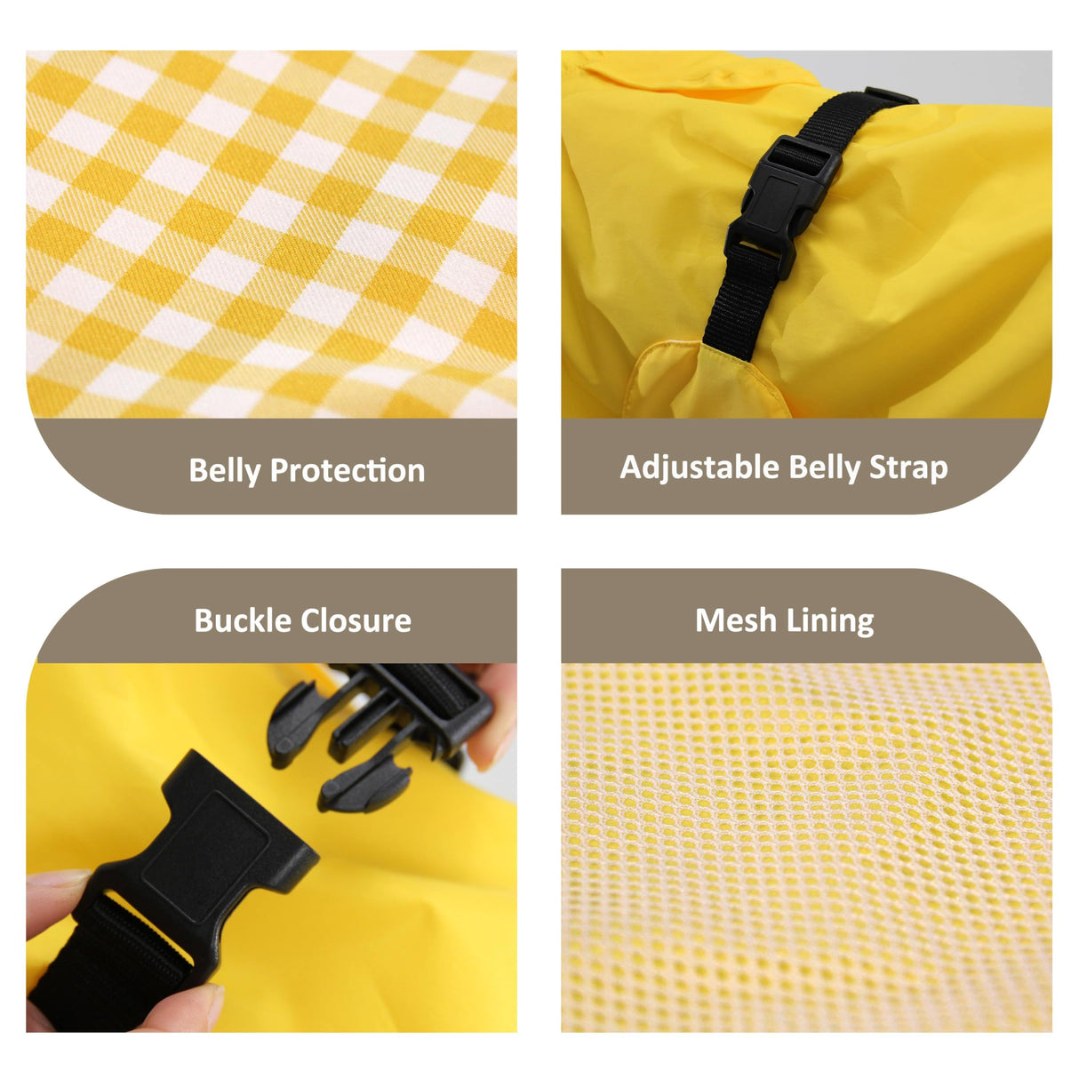 MAMORE Dog Raincoat Waterproof, Lightweight Adjustable Dog Rain Coat Hooded Poncho with Reflective Strip for Large Medium Small Dogs (Yellow, Large)