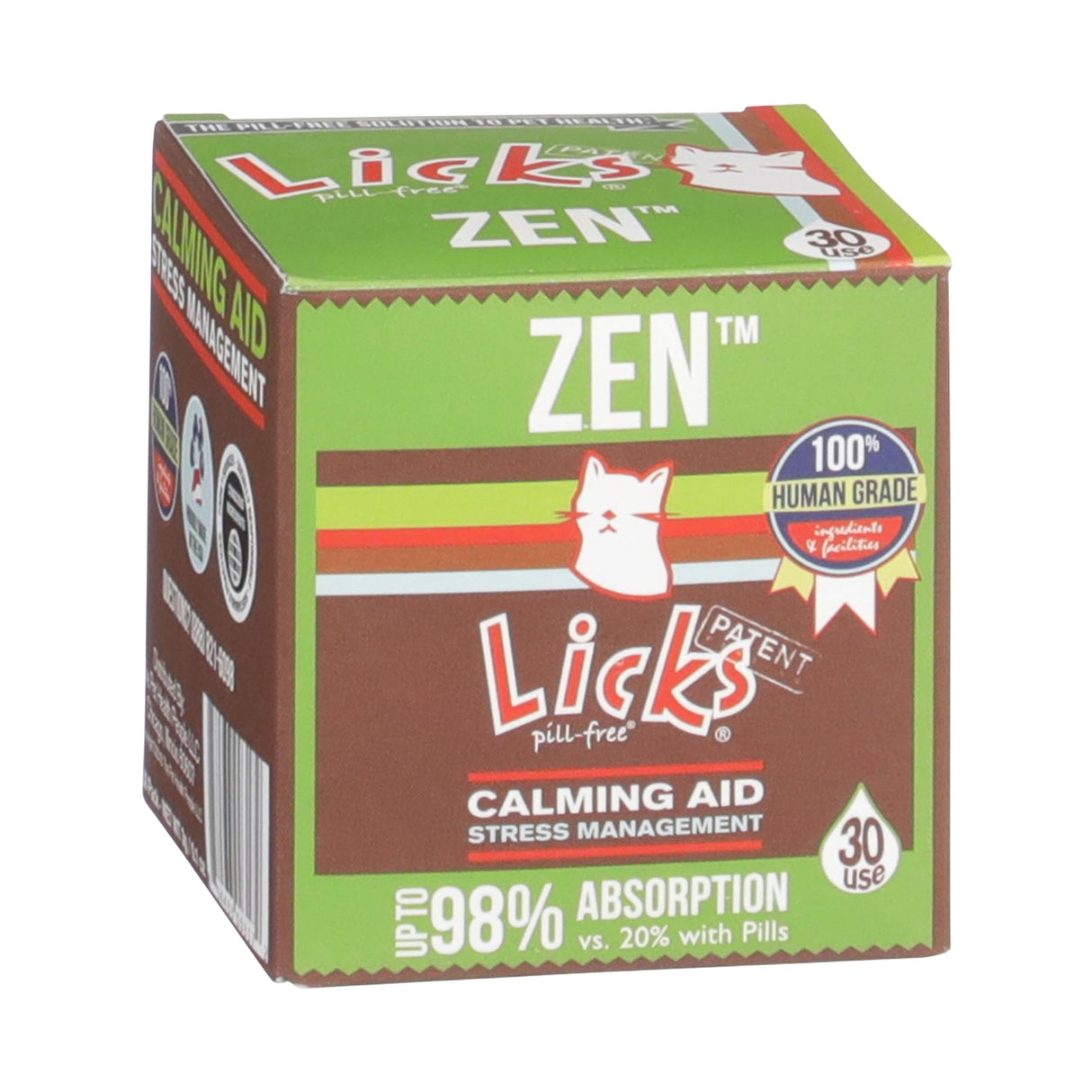 Licks Pill-Free Zen Cat Calming - Natural Calming Aid for Aggressive Behavior & Nervousness - Cat Treats for Stress Relief & Health - Gel Packets - 30 Use