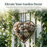 Esamar Handmade Alpaca Fiber Bird Nesting Heart - Refillable Bird Nesting Material Holder & Garden Decor - Alpaca Wool for Bird Nesting Dispenser & Nesting Material for Wild Birds Station (Black)