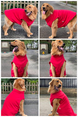 Dog Winter Vest Warm Breathable Dog Polar Fleece Vest Jacket, Lightweight Winter Coat with Leash Neck Hole for Small Medium Large Dogs Red L
