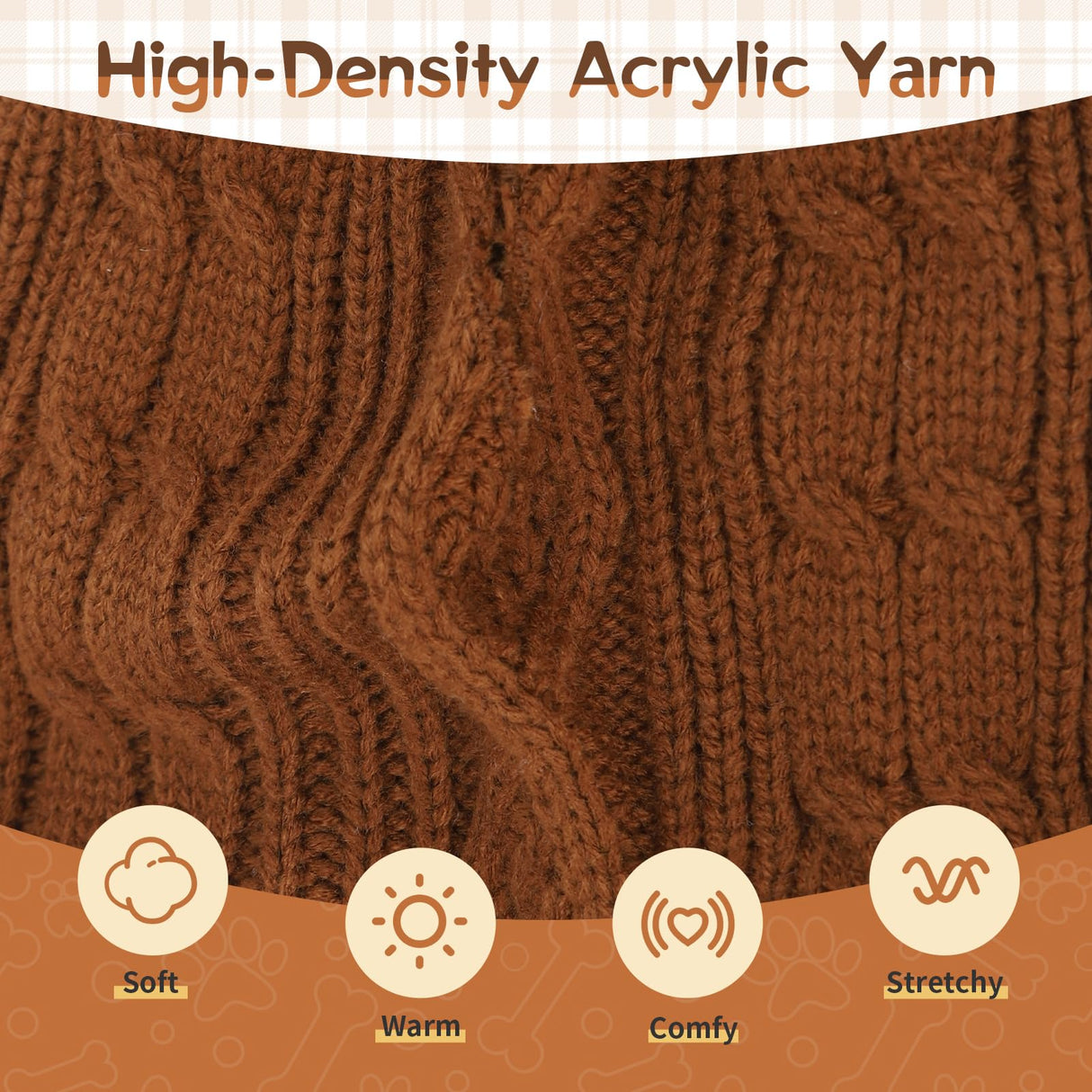 Hpetppy Dog Sweater Dress with Bowtie Turtleneck Warm Pullover Pet Sweater Soft Comfy Knitwear Dog Sweaters for Small Dogs Girl Pet Winter Clothes Cat Apparel with Leash Hole (Brown M)